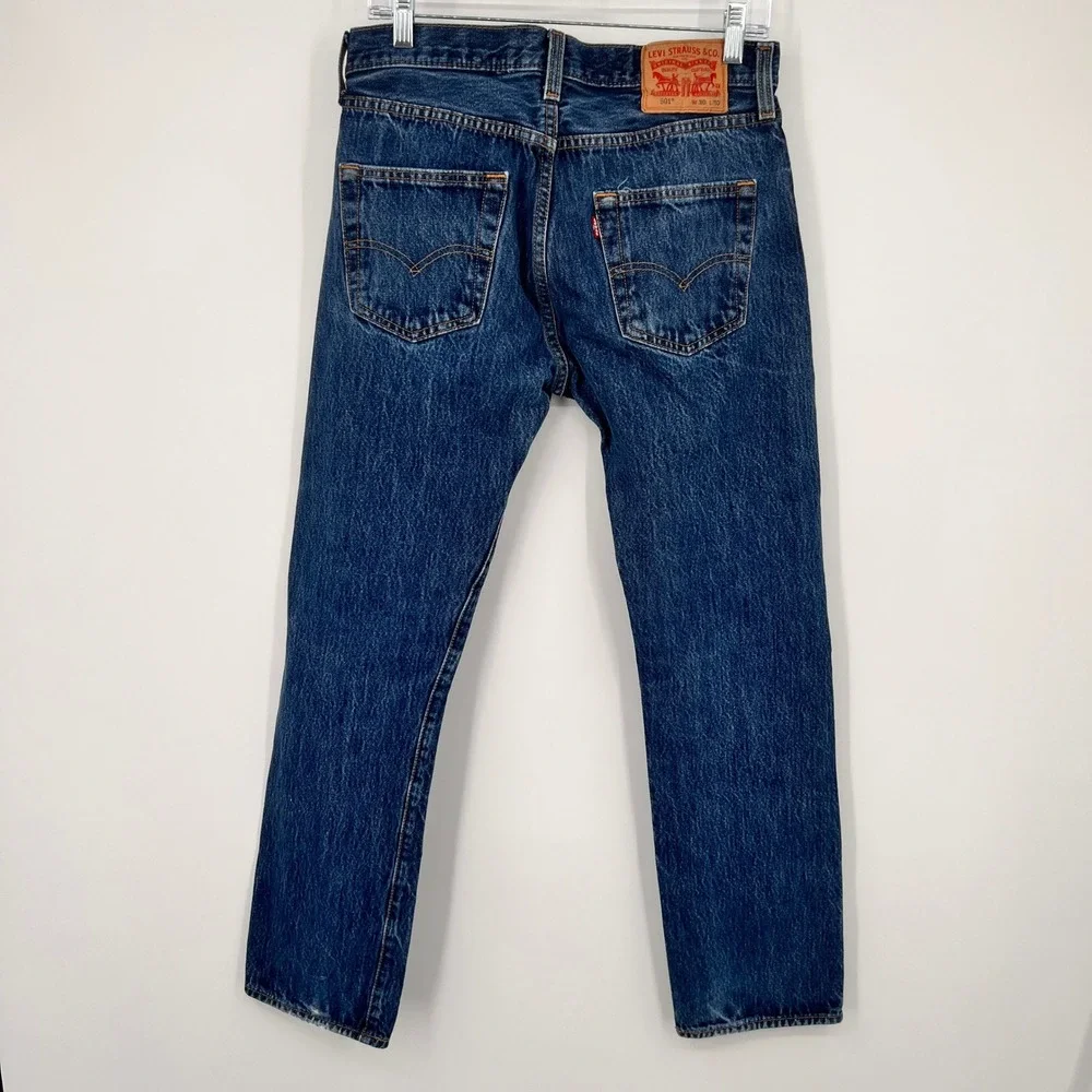 Levis 501 Original Fit Mens Blue Straight Leg Button Fly Denim Jeans W30 L30